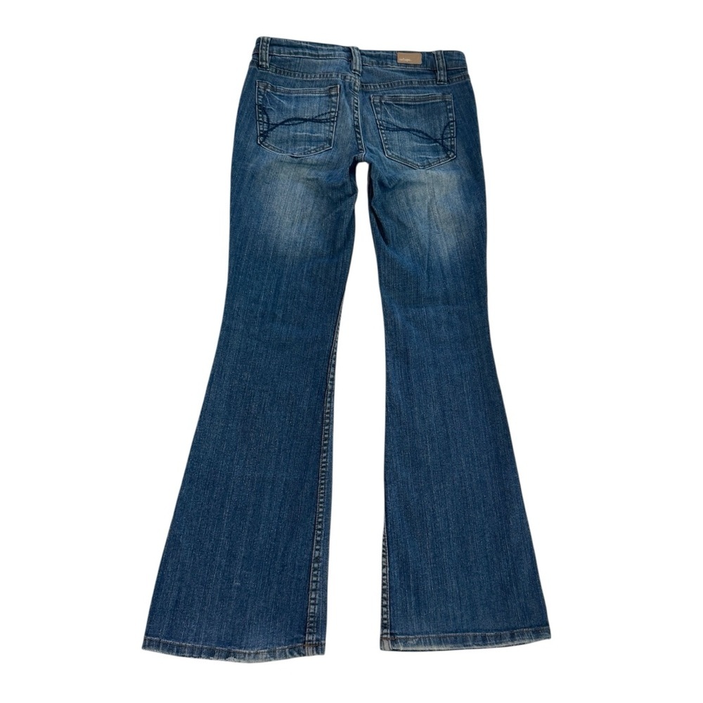 REFUGE Denim Blue Flared Boot Leg Jeans Stretch Mid-rise Sz 5R EUC - Picture 4 of 7